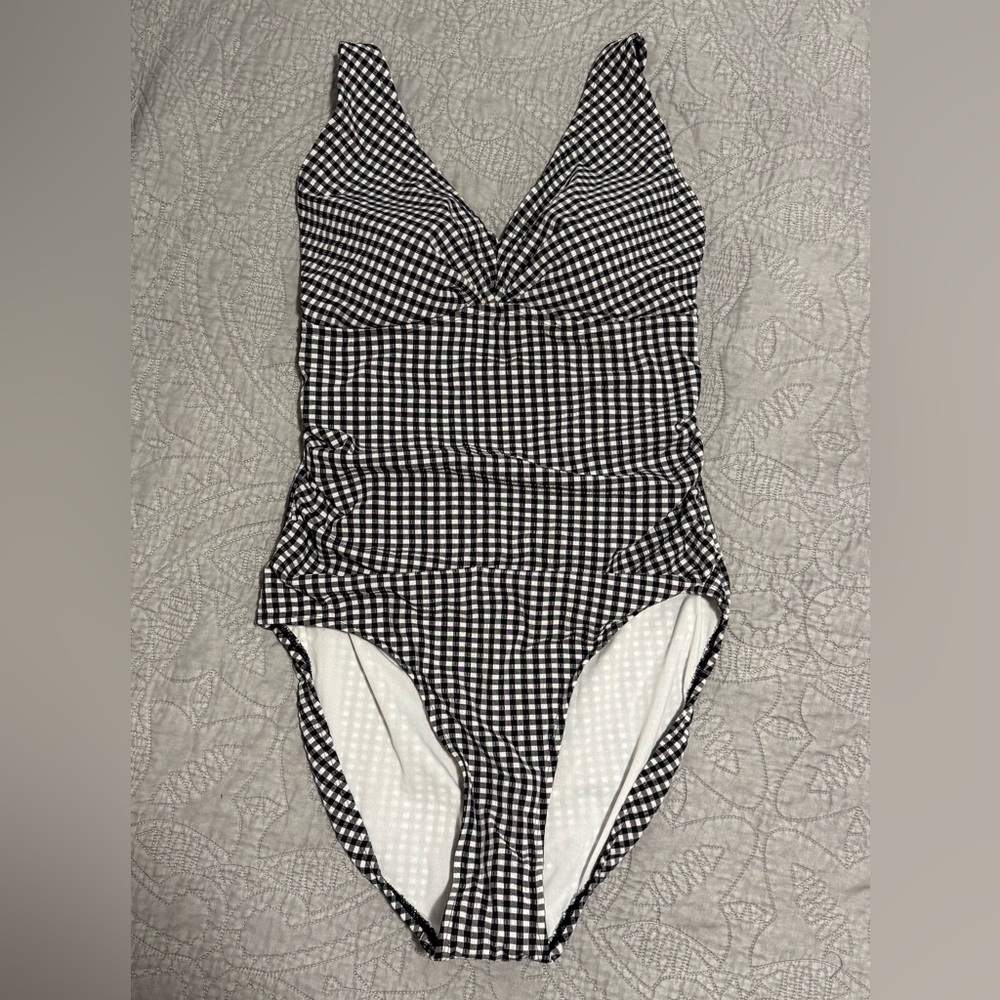 NWT Kona Sol Gingham One-Piece Cross Strap Swimsuit Size XL - Picture 3 of 8